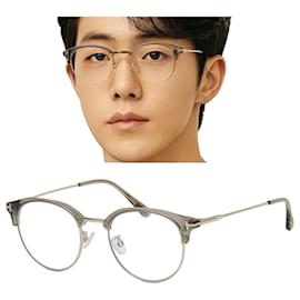 Tom Ford Brille mit Blaulichtfilter-Rahmen, transparent Beige mit goldenem Rand