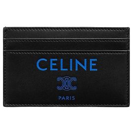 Céline Porta-cartões em pele de cordeiro lisa Black Ultra Blue