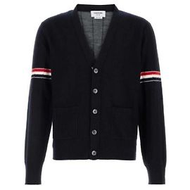 Thom Browne Cardigã relaxado com decote em V e detalhes de faixas nos braços