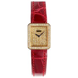 Piaget Goldarmbanduhr in Mini-Größe mit Diamant-Pavé für Damen Protokollhandbuch Geburtsurkunde