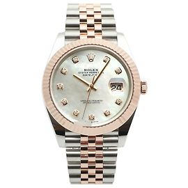 Rolex Datejust Pink Combo Mother of Pearl Original Diamond Men's Watch Year Warranty