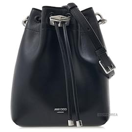 Jimmy Choo Borsa a secchiello Bon Bon senza cuciture Nero Argento antico