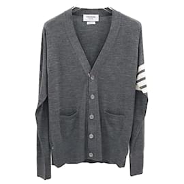 Thom Browne Grauer Cardigan aus Merinowolle