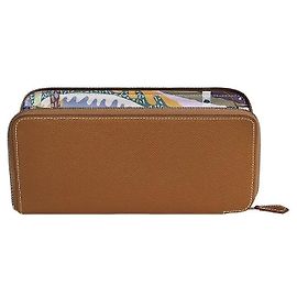 Hermès Cartera larga clásica de seda Oro