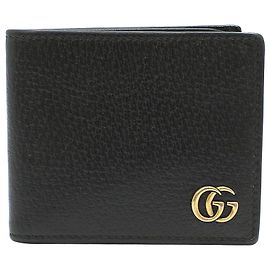 Gucci Black Leather GG Marmont Compact Wallet
