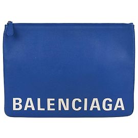 Balenciaga Clutch grande blu con logo
