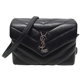 Saint Laurent Borsa piccola YSL Matelassé Loulou nera e argento