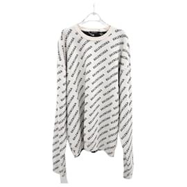 Rundgestrickter Wollpullover mit Multi-Logo - Balenciaga