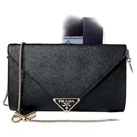 Prada Mini borsa a tracolla Saffiano Chain Nera