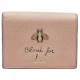 Gucci Portacarte in pelle rosa con stampa animalier bee