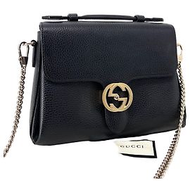 Gucci Piccola borsa a tracolla con manico superiore intrecciato nero