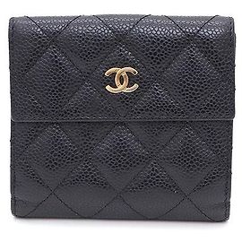 Chanel Caviar Flap Wallet mit goldfarbenem CC für Damen