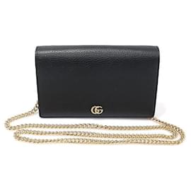Gucci Clutch WOC GG Marmont in pelle texturizzata nera con catena