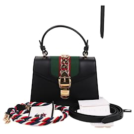 Mini borsa a tracolla a due tracolle Sylvie nera - Gucci