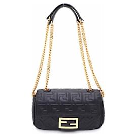 Fendi Borsa a Spalla Baguette in Pelle Nappa con Motivo FF
