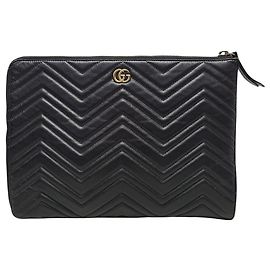 Gucci Clutch Black GG Marmont Matelassé Chevron