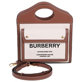 Burberry Piccola borsa a tracolla in tela con logo e taschino