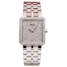 Piaget Damenarmbanduhr Protocol Vintage in Weißgold, Größe Medium, mit Full Pave Diamanten
