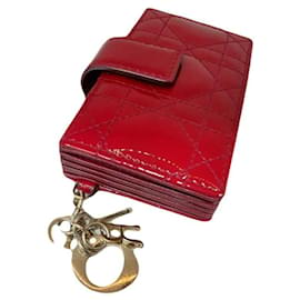 Dior Cartera de tarjetas acordeón en charol rojo