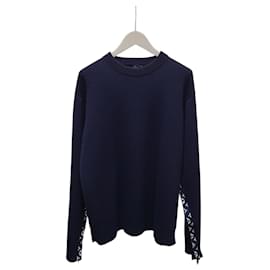 Blauer Strickpullover für die Freizeit mit offenen Ärmeln - Louis Vuitton
