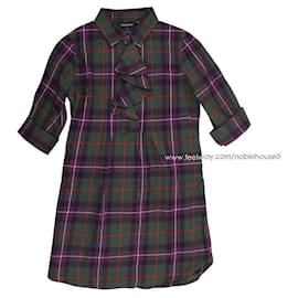 Ralph Lauren Junior Green Purple Ruffle Check Dress