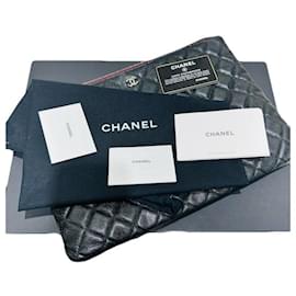 Clutch Black Caviar Classic Large CC Logo Argentato - Chanel