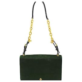Bolso de hombro de ante verde - Tory Burch