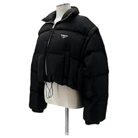 Chaqueta corta acolchada convertible de jacquard para mujer - Prada