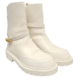 Botines Amprente en piel de becerro blanca con detalles dorados - Dior