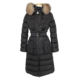 Moncler Chloé Damen Daunenlangmantel mit Fuchsfell Schwarz