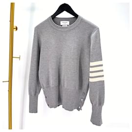 Diagonale Armbinde Milano Stitch Strick Grau - Thom Browne