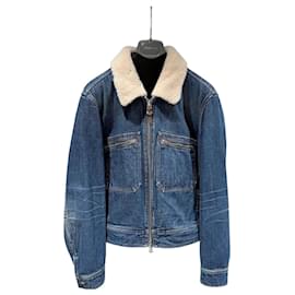 Tom Ford Giacca di denim blu con shearling