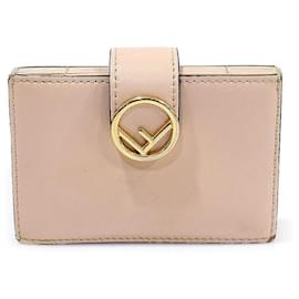 Fendi Tarjetero de acordeón en piel de becerro beige rosa