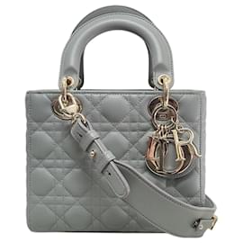 Borsa Lady Small in agnello cannage grigio antracite - Dior