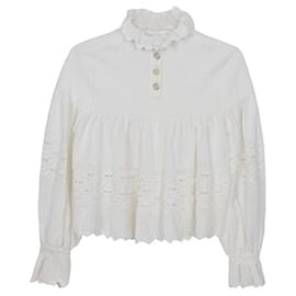 Größe White Cotton Blend Puff Sleeve Crop Knit - Chanel