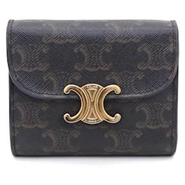 Triomphe Canvas Small Three-Fold Women's Wallet - Céline