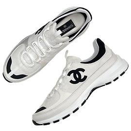 Chanel CC Logo Sneakers Suede White