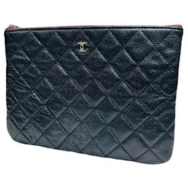 Clutch Classic Silver in pelle Caviar nera Taglia Small - Chanel