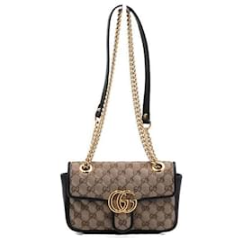 Gucci Mini Borsa a Spalla e Borsa a Tracolla in Tela con Catena Dorata