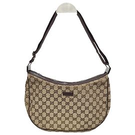 Gucci Borsa a tracolla mezzaluna in tela GG marrone