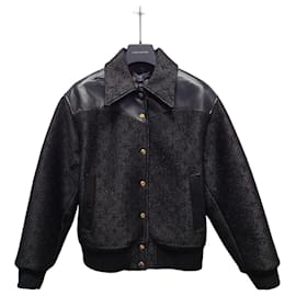 Louis Vuitton Schwarze Bomberjacke mit Monogramm-Glitzer