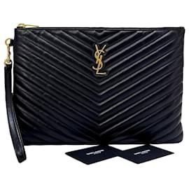 Saint Laurent Clutch Media Matelassé Nera