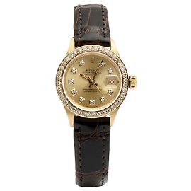 Rolex Gold Upgraded Datejust Vintage Uhr für Damen mit Diamantlünette