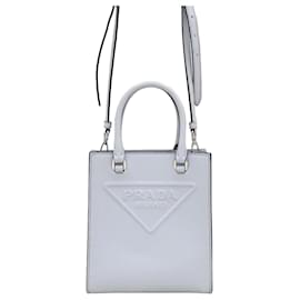 Leder-Tote-Schultertasche mit Dreieckslogo - Prada