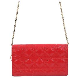 Dior Nuova borsa a tracolla con catena e pochette in vernice rossa