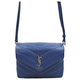 Saint Laurent Navy Loulou Toy Leder Schultertasche