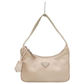 Prada Mini borsa in nylon Réedition Lina Desert Beige