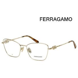 Salvatore Ferragamo Monture de Lunettes Carrée Luxe Cadre Doré Métal Léger Mode Œil de Chat