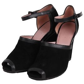 Gucci Sandali aperti con tacco in scamosciato nero