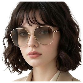 Gucci Occhiali da sole quadrati oversize montatura dorata Asian Fit Lusso Quotidiano
